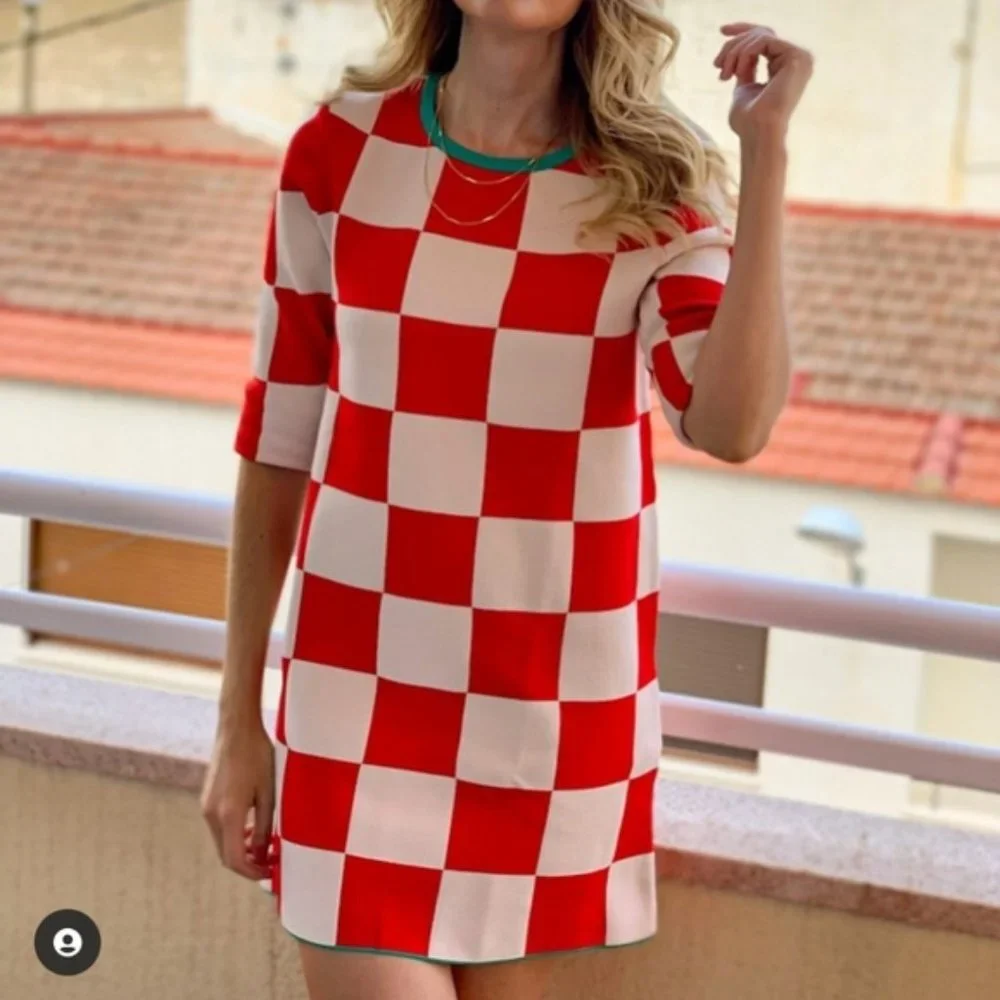 Zara Plaid Knit Dress_14